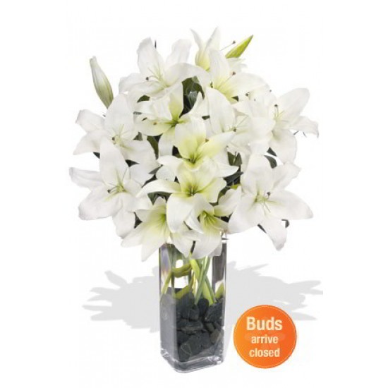 7 Oriental White Lily Bouquet